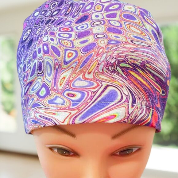 Purple Baltic~ Ponytail Scrub Cap, Surgical Hat, OR, CNA, MD, NP, Vet, Gift - Picture 2 of 4